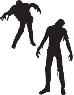 walking zombies in silhouette zombies
