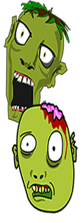 two zombie fun cahracters zombie faces